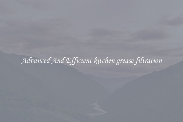 Advanced And Efficient kitchen grease filtration