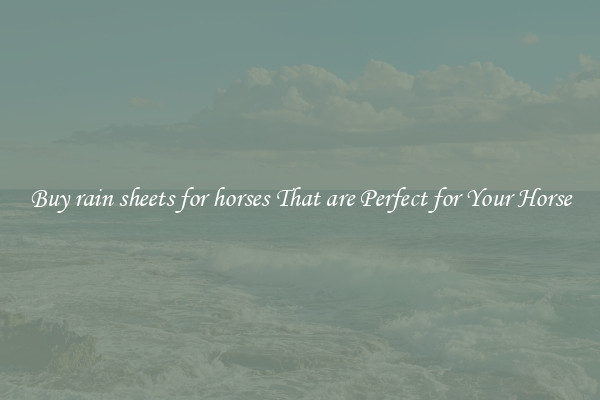 Buy rain sheets for horses That are Perfect for Your Horse